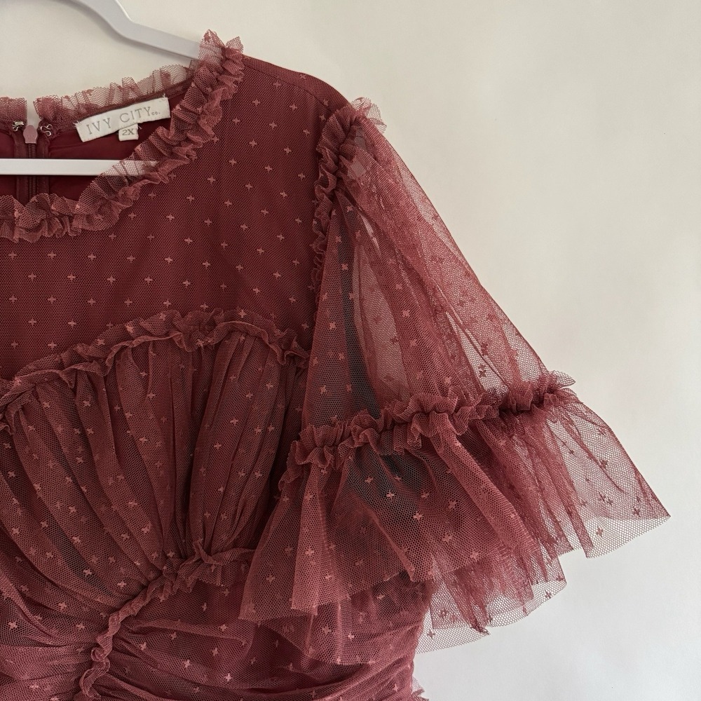 Ivy City Co Whimsical Dress 2X Mulberry Mauve Ethereal Romantic Soft Feminine - Picture 5 of 16